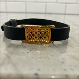 Tory Burch Gold Accent Black Leatherette Women's Bracelet